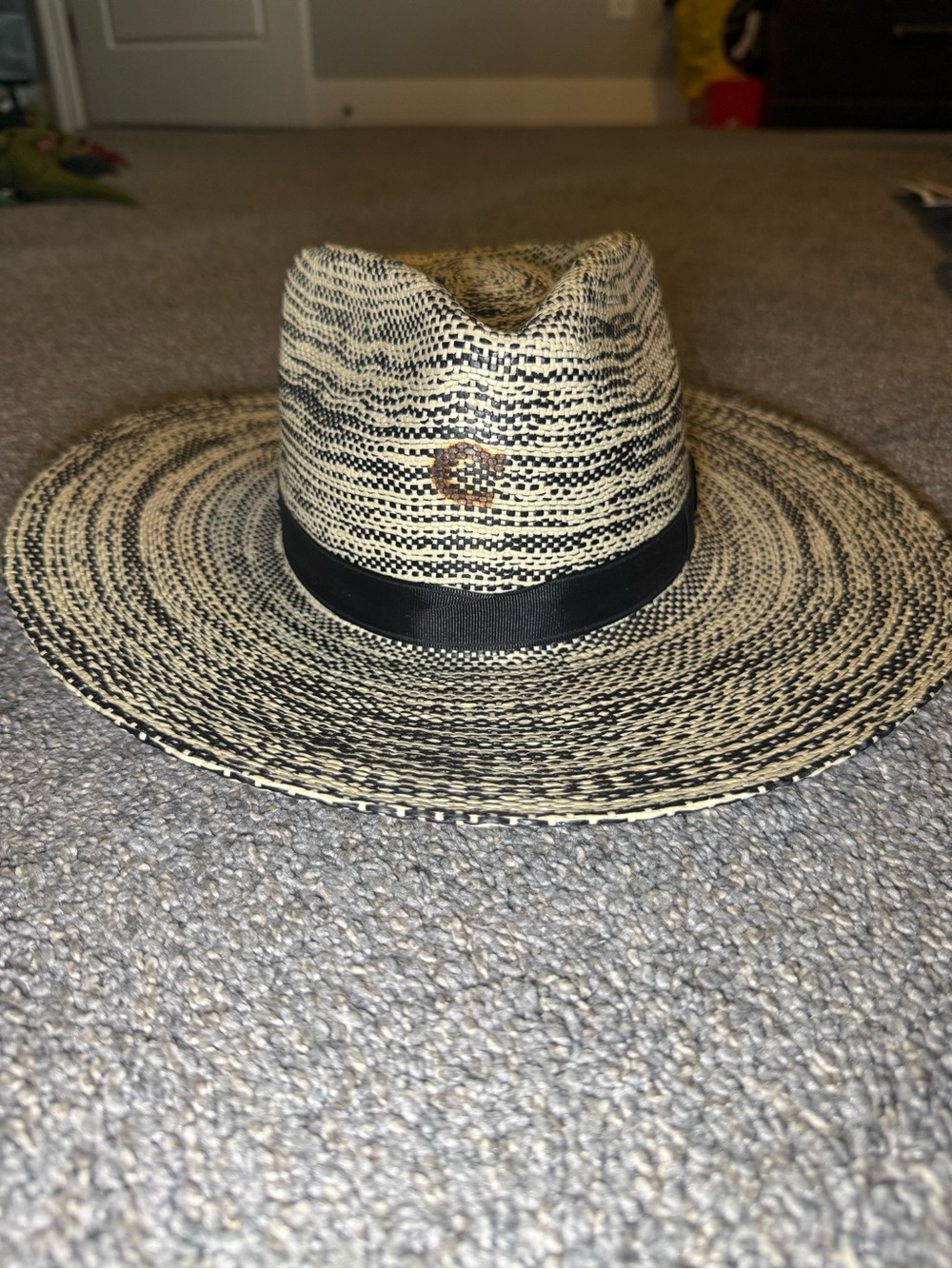 Cutter & Buck Two-Tone Straw Fedora with Black Band